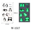 Cute cartoon penguin glow in the dark temporary tattoo stickers for kids waterproof face decor. - Penguin Pattern (W-1517)