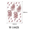 Adhesivo de tatuaje temporal de henna marrón rojo impermeable encaje mehndi 148x208mm - W-1442S