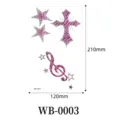 Waterproof pink leopard glitter temporary tattoo sticker sheet featuring cross and stars design. - WB-0003 / 120x210 mm