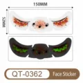 Halloween luminous face temporary tattoo stickers, waterproof scary party makeup decals. - QT-0362 Glow-in-the-Dark Style / 150*52mm