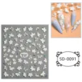 5D embossed white flower nail art stickers DIY decorative decals for manicure design 1 sheet - 5D-0091
