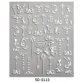5D white relief nail art stickers baroque vintage scroll DIY phone case decor sheet - 5D-0110