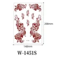 Red brown henna temporary tattoo sticker floral lace mehndi body art waterproof 148x208mm - W-1451S