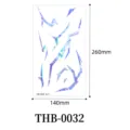 Holographic laser tattoo sticker sheet with abstract lightning design, 140x260mm body art. - THB-0032