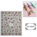 5D embossed nail art stickers featuring elegant roses, butterflies, and vintage frames for DIY. - 5D-0095