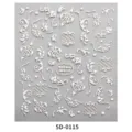 5D embossed white baroque nail art stickers vintage relief pattern DIY manicure decals - 5D-0115