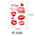 Tatuaje temporal impermeable con labios rojos y corazones para el maquillaje de San Valentín. - Patrón de Corazón y Labios (W-1650)