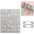 5D embossed camellia nail stickers white floral DIY manicure decals nail art decoration - 5D-0104