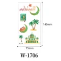 Pegatinas de tatuaje temporal de Ramadán islámico para niños, arte corporal de fiesta impermeable. - W-1706 (Set de 12 hojas)