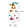 Pegatina de tatuaje temporal de dibujos animados islámicos para niños, calcomanía corporal impermeable - W-1707 / 75*140 mm