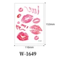 Adhesivo de tatuaje temporal impermeable con labios rosas, diseño de amor dulce para fiestas. - Patrón de Labios y Amor (W-1649)