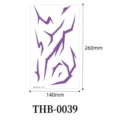 Purple lightning tattoo sticker sheet, waterproof body art transfer design, size 140x260mm. - THB-0039