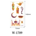 Kids waterproof temporary tattoo sticker Ramadan theme cute cartoon body art design 140x75mm - W-1709 (Set of 12 Sheets)