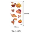 Pegatinas de tatuajes temporales de Acción de Gracias impermeables pavo calabaza fiesta infantil - W-1626 / 75*140 mm (Hoja suelta)