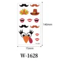 Waterproof Thanksgiving temporary tattoo sheet with cute turkey, mustaches and lips for kids party. - W-1628 / 75*140mm (Bare Sheet)