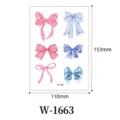 Watercolor bow temporary tattoo sheet, cute pink and blue sticker for body art and fashion. - Bow Pattern (W-1663)