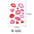 Waterproof temporary tattoo sticker sheet with cute red and pink lip print and heart designs. - Lip Print and Heart Pattern (W-1655)