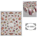5D embossed rose nail stickers, vintage portrait cameo nail art decals, style 5D-0083. - 5D-0083