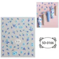 Pegatinas de uñas florales azules en relieve 5D, calcomanías adhesivas DIY para manicura. - 85*100mm (Hoja suelta) / 5D-0166
