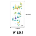 Colorful cartoon aurora temporary tattoo sticker waterproof body art 75x140mm design - W-1585