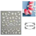 5D embossed white flower butterfly nail art stickers, elegant DIY manicure decals for women. - 5D-0098