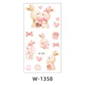 Cute watercolor rabbit sticker sheet sweet heart bow design DIY decorative decals for kids - W-1358