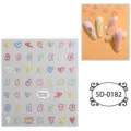 5D embossed nail art stickers colorful heart and alphabet DIY charm decoration for manicure design - 85*100 mm / 5D-0182