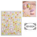 Adesivi per unghie goffrati 5D simpatico cartone animato orso fiore decalcomanie manicure DIY - 5D-0324