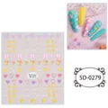 Adesivi per unghie in rilievo 5D cuori carini stelle decalcomanie nail art per donne - 5D-0279