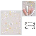 Adesivi per unghie con fiori in rilievo 5D, decalcomanie di manicure con cuori carini colorati. - 5D-0283