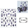 Pegatinas de uñas en relieve 5D góticas con calaveras moradas, rosas y cruces para arte. - 85*100mm (Hoja suelta) / TD-0001