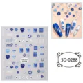 Adesivi per nail art in rilievo 5D cuore smiley blu, decalcomanie per manicure fai da te. - 5D-0288