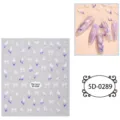 Adesivi per unghie goffrati 5D simpatici fiore viola fiocco gelatina unghie corte - 5D-0289