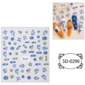 Adesivi per unghie cartoon goffrati 5D simpatico design gatto pesce blu giallo decorazione nail art. - 5D-0290