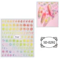 Adesivi per nail art con fiori colorati in rilievo 5D simpatici decalcomanie estive brevi - 5D-0292