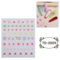 Autocollants d'ongles a fleurs gaufrees 5D autocollants adhésifs pour manucure elegante - 85*100mm (Feuille seule) / TD-0009