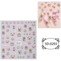 Adesivi per unghie carini in rilievo 5D stile ins orsetto cartone animato fiore - 5D-0293