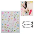 Stickers nail art gaufrés 5D fleurs colorées papillon design de décoration manucure - 85*100mm (Feuille seule) / TD-0010