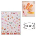 Autocollants d'ongles en relief 5D avec fleurs, papillons et coccinelles pour manucure. - 85*100mm (Feuille seule) / TD-0012
