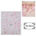 Stickers pour ongles fleurs roses en relief 5D manucure DIY charmants autocollants pro - 85*100mm (Feuille seule) / TD-0014