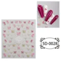 Autocollants d'ongles papillon gaufrés 5D, autocollants de nail art pailletés rose et or. - 85*100mm (Feuille seule) / TD-0028