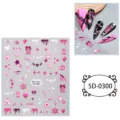 Adesivi nail art in rilievo 5D, rosa viola simpatici cuori stelle fiocchi manicure - 5D-0300