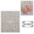 Autocollants 5D pour nail art avec motifs de tulipes élégantes et papillons dorés. - 85*100mm (Feuille seule) / TD-0027