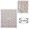 Autocollants d'ongles papillon gaufrés 5D avec contour doré et dégradé de paillettes roses. - 85*100mm (Feuille seule) / TD-0029