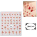 Adesivi per unghie con fiocco rosso in rilievo 5D, simpatici sticker per manicure estiva. - 5D-0301