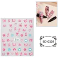 Adesivi per unghie carini 5D goffrati farfalla rosa fiocco cuore nail art 1 foglio - 5D-0303