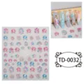 Autocollants d'ongles ocean gaufres 5D avec motifs de coquillages et etoiles de mer roses bleus. - 85*100mm (Feuille seule) / TD-0032