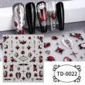 Stickers nail art gaufrés 5D gothiques style sombre rose croix DIY décals ici. - 85*100mm (Feuille seule) / TD-0022
