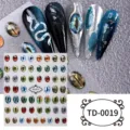 Stickers 3D en Résine pour Ongles Œil de Démon Feuille de Cabochons pour Manucure DIY - 85*100mm (Feuille seule) / TD-0019