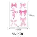 Waterproof pink bow temporary tattoo sticker sheet, cute body art decal for women and girls. - Bow Pattern (W-1658)